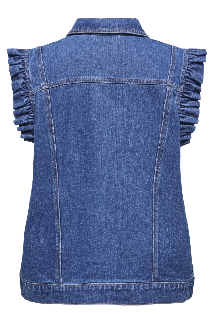 ONLKENNEDY SL DNM FRILL WAISTCOAT B 15361401 MEDIUM BLUE DENIM